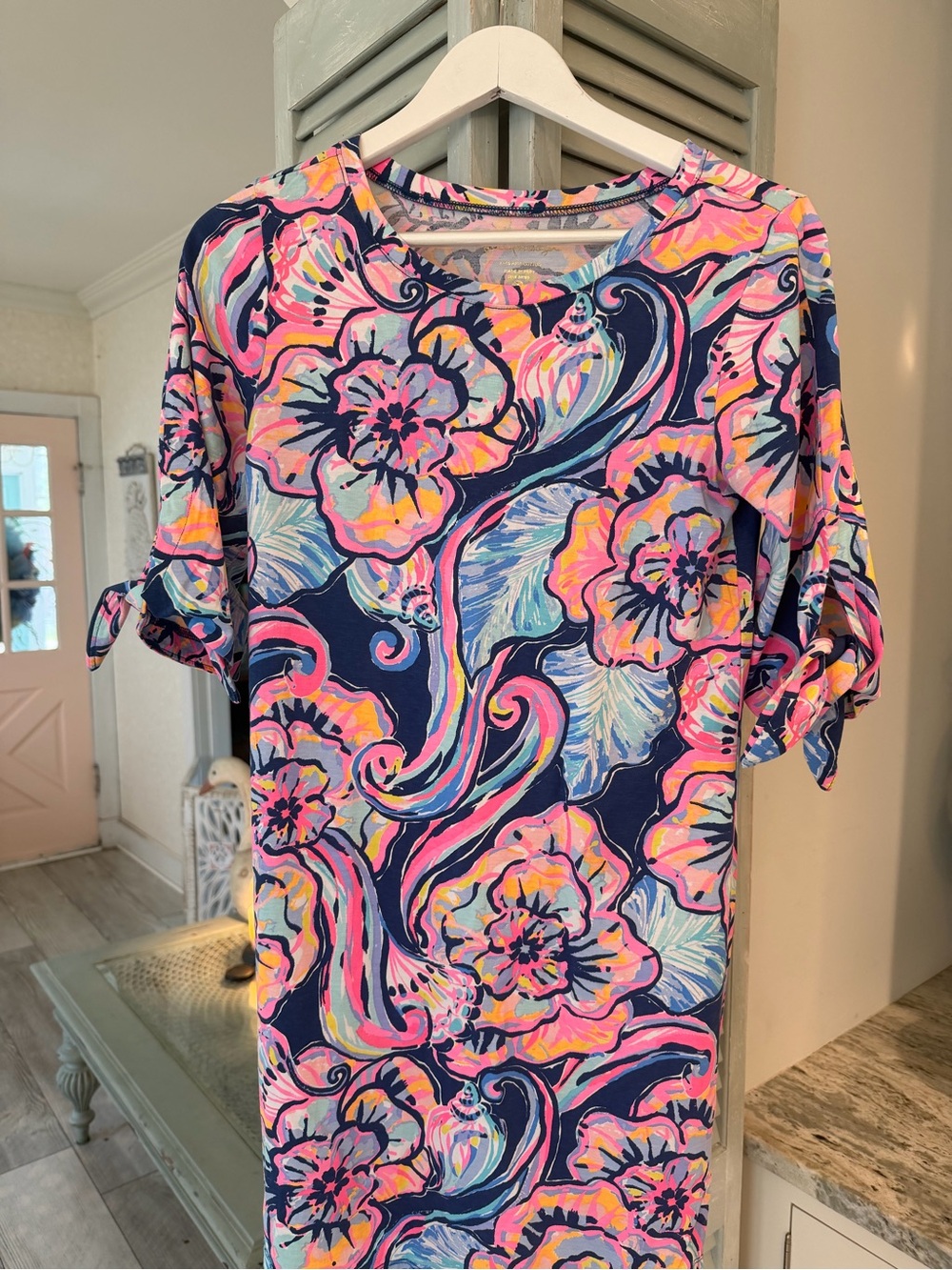 Navy Floral Tie-Sleeve Shift Dress - Multicolor by Lilly Pulitzer